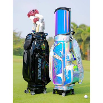 PGM韓版高爾夫球包女炫彩伸縮球桿包防水四輪平推硬殼航空托運包