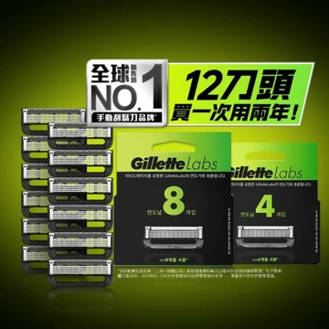 Gillette 吉列 Labs 極光 5+1 刮鬍刀頭 – 超值優惠組12刀頭
