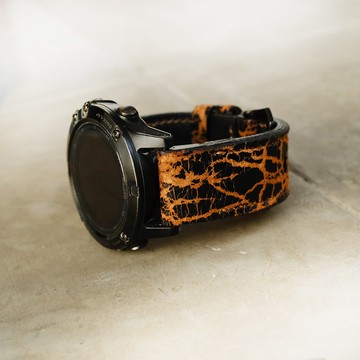 Garmin 快拆錶帶，獨特裂紋風格皮革，手工製作，