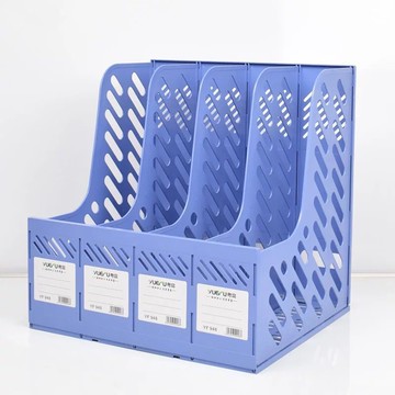 三欄書架三格文件架桌面整理收納塑料文件夾資料架多層粵富文件欄