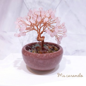 送禮物 現貨商品【焦糖小姐 Ms caramelo】 天然粉水晶發財樹  創意裝飾 禮物