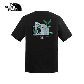 The North Face北面男女款黑色純棉舒適透氣短袖T恤｜8DEUJK3