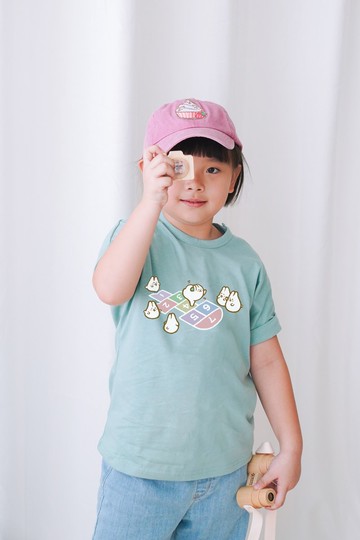 Kid-麻糬兔跳格子T-shirt