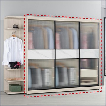 7尺鋁框滑門衣櫥 收納衣櫃 儲物衣帽間 玻璃櫃子 玻璃門衣櫥【149A04115】Leader傢居館149-A214+A214+A210