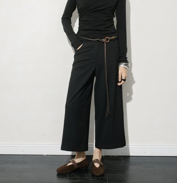 法式極簡 / 抓絨西裝料九分褲 / 復古休閒褲