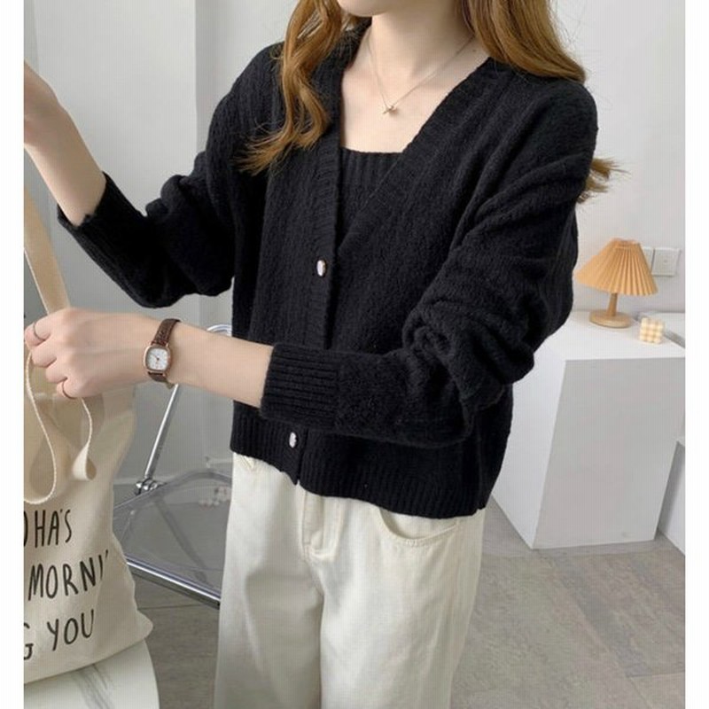 レディース 韓国ファッション アウター アンサンブル ニット 長袖 カーディガン キャミソール 無地 秋冬 キュート 甘口コーデ フェミニン オフィス 学生 休日 通販 Lineポイント最大0 5 Get Lineショッピング