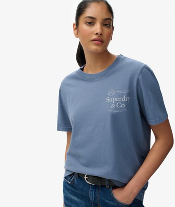 Superdry Women's Luxe Casual Relaxed T-shirt Blue Size: 6