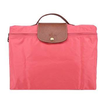 LONGCHAMP LE PLIAGE系列再生尼龍手提摺疊公事包(小/石榴紅)