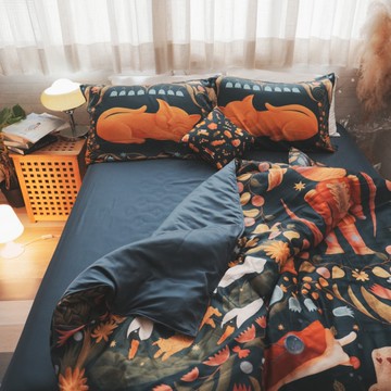 天絲100支 Dream 喵之夢 插畫聯名▮Sophia Ji▮Q1加大床包三件組 專櫃級 台灣製 棉床本舖