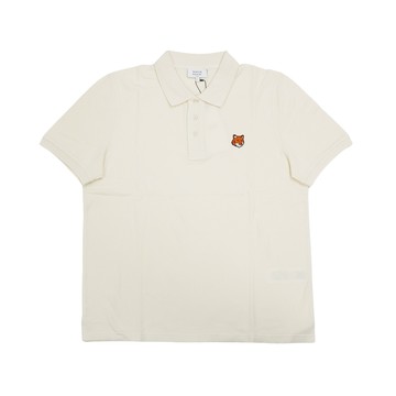 Maison Kitsune 狐狸刺繡logo男生短袖Polo上衣(米色)