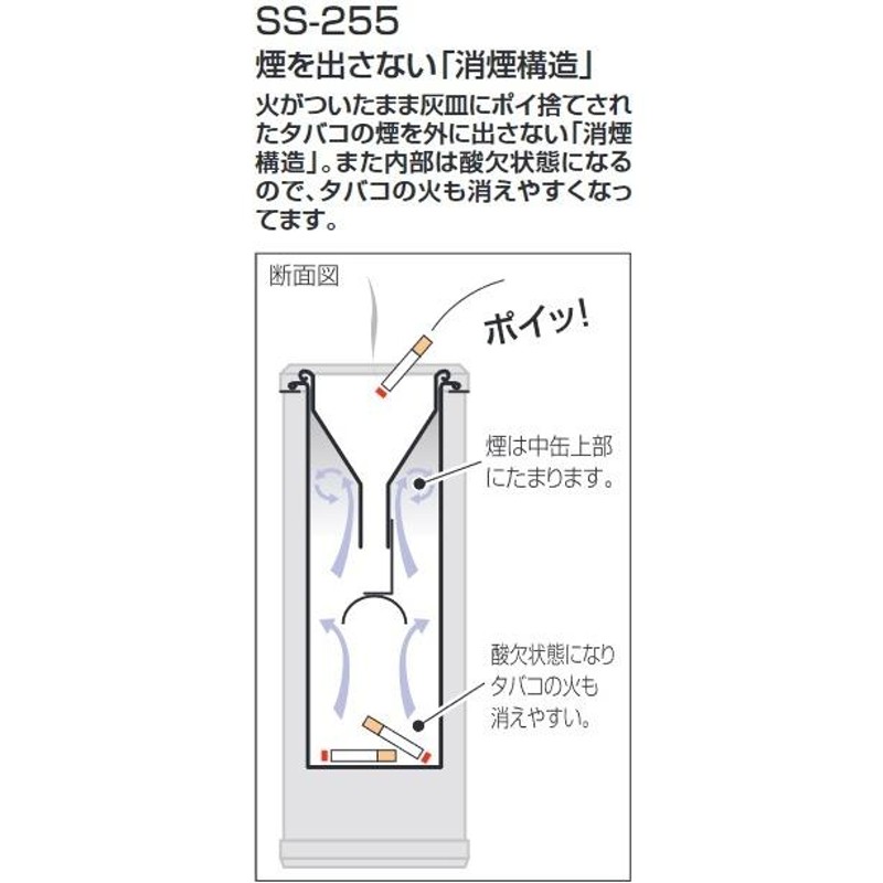 テラモト 消煙灰皿 黒 1台 SS-255-000-6 LINEショッピング