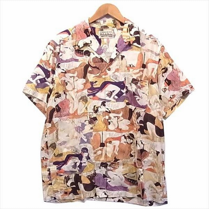 WACKO MARIA ワコマリア シャツ サイズ:M 20SS レオパード柄 レーヨン ハワイアンシャツ アロハシャツ HAWAIIAN SHIRT S/S TYPE-7 グリーン ブラウン系 トップス カジュアルシャツ 半袖 【メンズ】【美品】