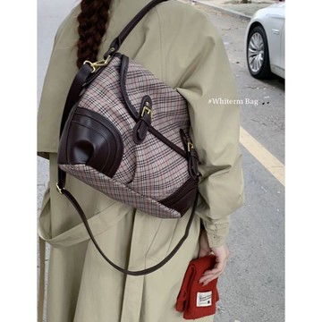 免運🔥中古格子手提包女大容量新款單肩時尚復古腋下高級通勤斜挎包彈力髮圈 髮夾 鯊魚夾 发饰 髪箍 頭箍 髮束 皮筋