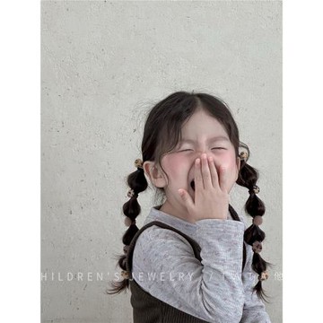 秋冬小號紋豹紋頭花頭繩寶寶小香紐扣拇指不傷發發繩皮筋發圈發飾