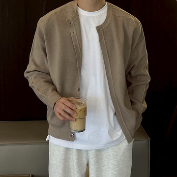 正韓春季奢華針織隱藏扣長袖無領開襟衫 5色 YUPPIE 預購商品 0325