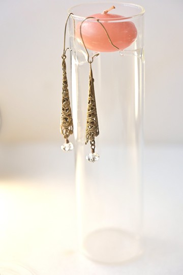 浪漫異國風情~復古通花耳環+施華洛水晶~可轉耳夾