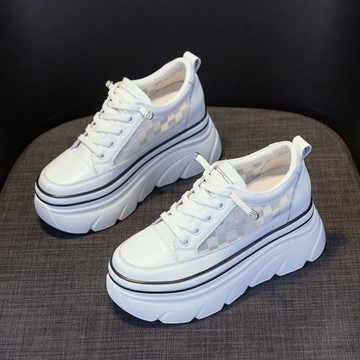 內增高透氣網面女鞋2025年新款厚底韓版夏季薄款休閑松糕單鞋百搭