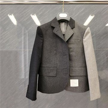 折扣村2026春秋新款折扣長袖翻領撞色拼接風休閑通勤西裝外套女士