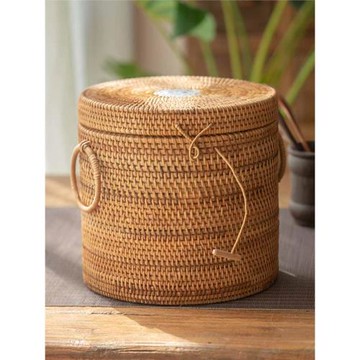 越南藤編普洱茶餅收納盒七子餅茶葉罐沱茶盒散茶普洱茶餅盒存茶箱