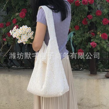 布凡良品/趙露思同款單肩包田園風蕾絲夏日溫柔仙美大容量托特包