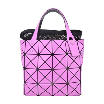 ISSEY MIYAKE 三宅一生 BAOBAO 4x4皮革質感手提包（附可摺疊提袋）-桃粉_廠商直送