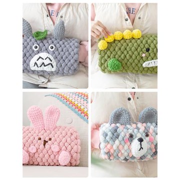 雪球diy手工編織球球線手暖抱枕材料包捂手午睡玩偶枕頭毛線