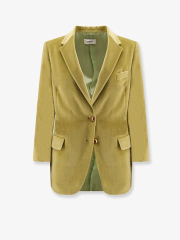 Velvet single-breasted blazer with metal buttons - SAULINA - gender_Woman