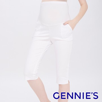 Gennies奇妮 時尚百搭素面一體成型五分褲-白(T4D37)