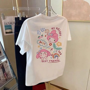 兒童冰絲短袖上衣2026新款夏季洋氣可愛兒童休閒百搭潮牌美樂蒂女女童短袖t恤上衣