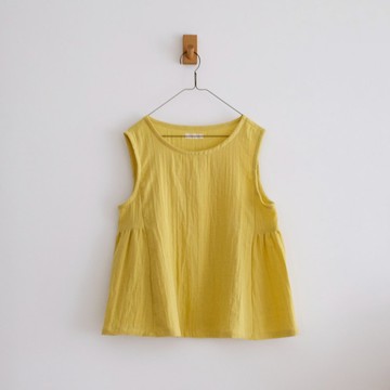 日常手作服 可愛夏日黃空氣感傘型背心罩衫 雙層棉紗