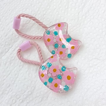 咪咪造型髮扣 l 繽紛花花 (一對) - 熱縮片 x UV 膠