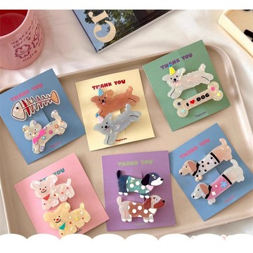 【可愛狗狗2入壓克力髮夾】可愛髮夾 壓克力髮夾 髮夾 髮飾 頭飾 小狗髮夾 少女髮夾 瀏海髮夾 髮夾 兒童夾髮 狗狗髮夾