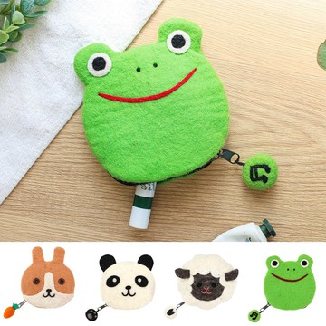 【預訂】尼泊爾製 手工羊毛氈動物拉鏈包