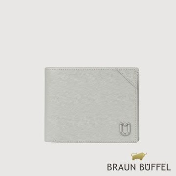 【BRAUN BUFFEL 德國小金牛】台灣總代理 斯萊特 12卡中間翻透明窗短夾-淺灰色/BF552-317-SGY