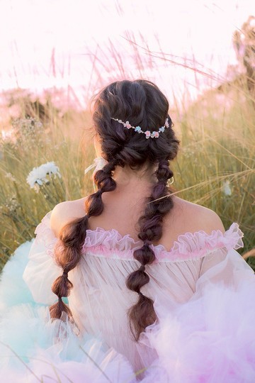 漂羽芍藥花藤後掛式髮箍