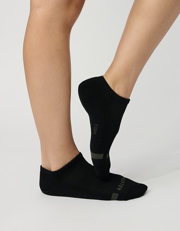 單色運動逆氣流氣墊船短襪- 黑