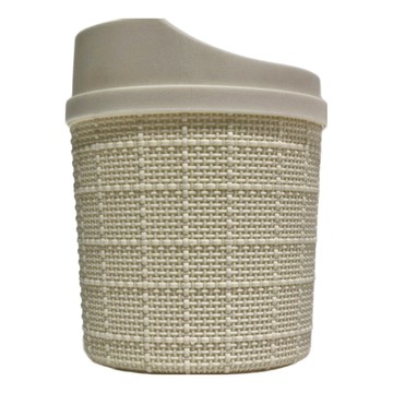 百貨King 麻布紋圓形桌上垃圾桶 白色 1入4組  13.5 x 16.5cm
