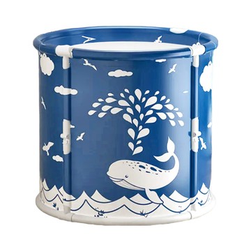 西格傢飾 免安裝折疊收納泡澡桶  70 x 65cm  藍鯨魚  1個