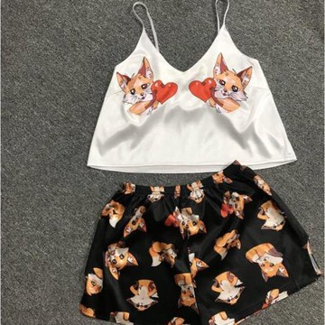 Summer New Print Camisole Shorts Pajama Sets夏季印花分體套裝