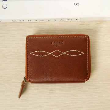 E7TH.菱紋縫線包覆式真皮短夾(071314cd)