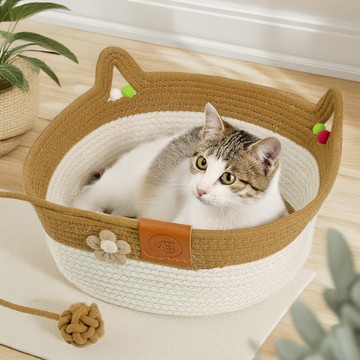 JohoE嚴選 編織棉寵物造型貓窩(四季通用/顏色隨機)(MS0067)