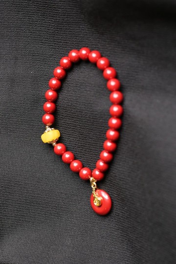 春秋手作 | 原礦高含量硃砂 |  6mm 8mm帝王砂 平安扣福字墜