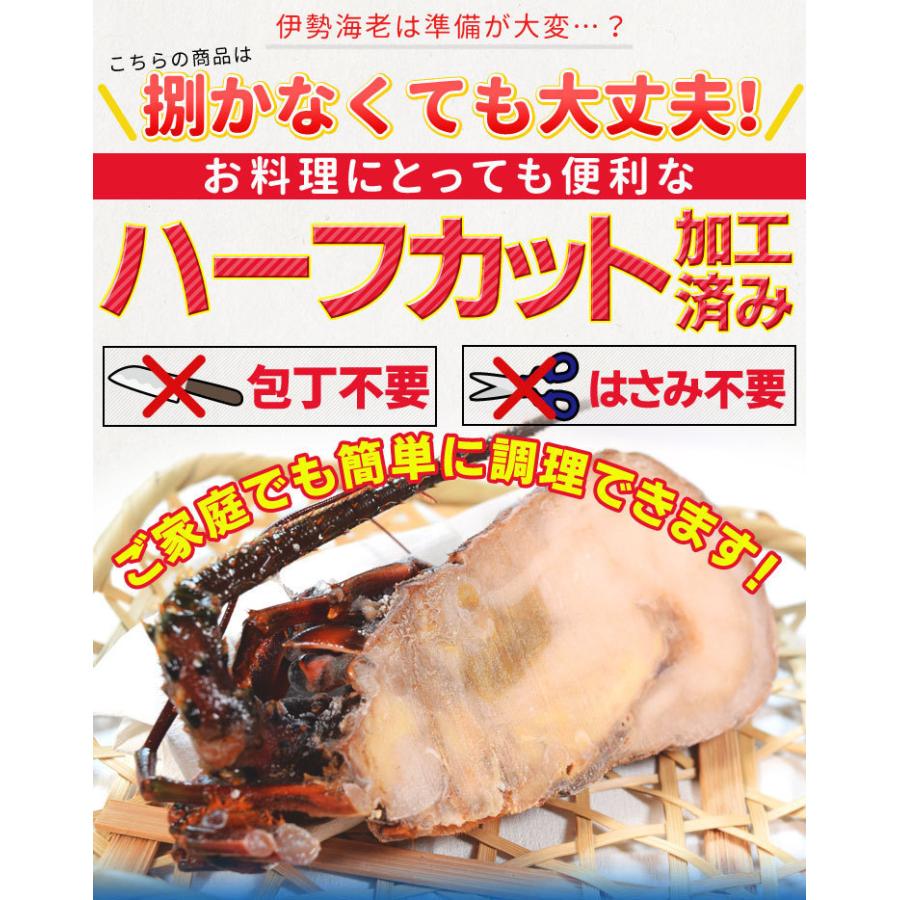 伊勢海老半身 中サイズ２個 鮮度の良い三重県産伊勢海老を瞬間凍結 調理しやすいよう半分にカット 海鮮 バーベキュー BBQ テルミドール イセエビ いせえび