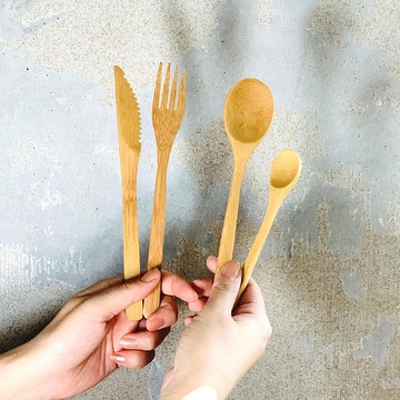 【SPICE】日本 天然竹製餐具4種組(大小湯匙/ 叉子/ 抹刀)