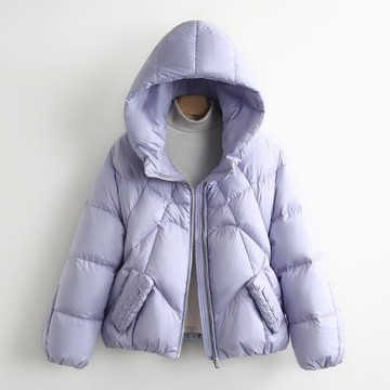 【淅】簡約小個子面包服純色修身連帽短款保暖羽絨服26冬外套女裝