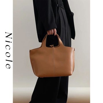 托特包包女2023新款秋冬高級感小眾設計大容量通勤復古手提菜籃包