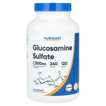 Nutricost, 氨基葡萄糖硫酸鹽，1500 毫克，240 粒膠囊（每粒膠囊 750 毫克）