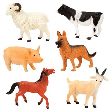 仿真農場動物模型6件組 小 硬材質 安全塑膠  1組
