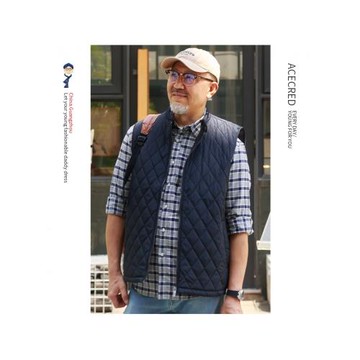 爸爸冬裝棉馬甲男中老年男裝背心加厚寬松老人衣服坎肩馬夾爺爺裝