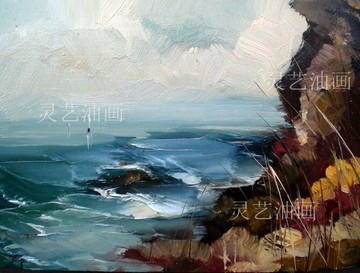 純手繪抽象海景海浪油畫餐廳客廳臥室走廊電表箱歐式刀畫無框
